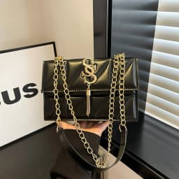 Fashionable Elegant Argyle Quilted Small Square Bag Exquisite Metal Letter Tassel Diagonal Cross Bag Commuter Shoulder Bag