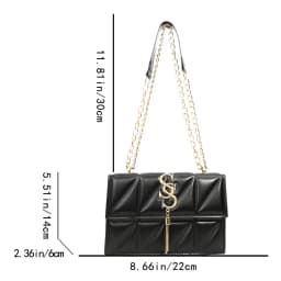 Fashionable Elegant Argyle Quilted Small Square Bag Exquisite Metal Letter Tassel Diagonal Cross Bag Commuter Shoulder Bag