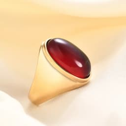 Oval Cat Eye Stone Stainless Steel Ring Gold Silver Plated Multi-color Statement Ring for Women Men