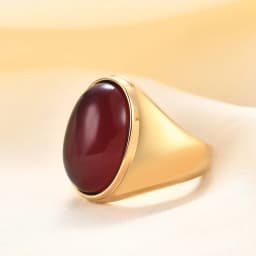 Oval Cat Eye Stone Stainless Steel Ring Gold Silver Plated Multi-color Statement Ring for Women Men