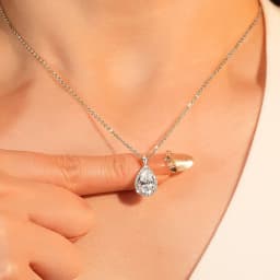 Lnngy 2.5CT Pear Cut Moissanite Diamond Necklace 14K Gold Filled Waterdrop Halo Pendant Necklaces for Valentine's Day Jewelry