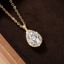 Lnngy 2.5CT Pear Cut Moissanite Diamond Necklace 14K Gold Filled Waterdrop Halo Pendant Necklaces for Valentine's Day Jewelry