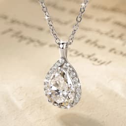 Lnngy 2.5CT Pear Cut Moissanite Diamond Necklace 14K Gold Filled Waterdrop Halo Pendant Necklaces for Valentine's Day Jewelry
