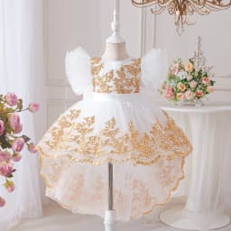 Toddler Baptism Party Baby Girl Dress Elegant Tulle 1st Birthday Wedding Princess Evening Dresses Girls Bridesmaids Prom Costume