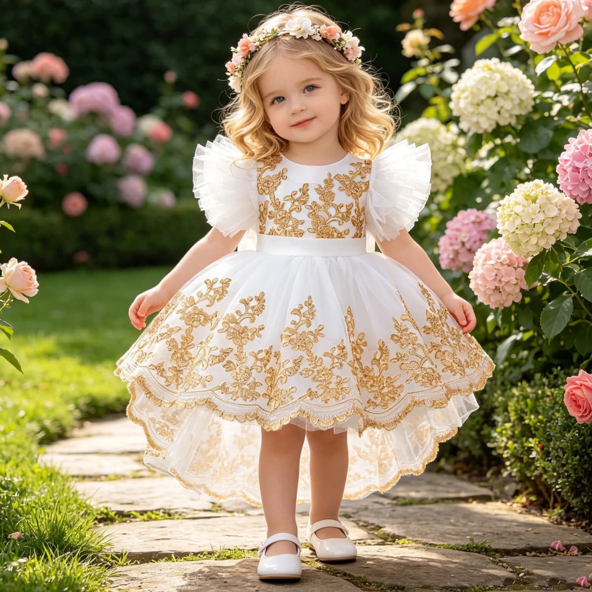 Toddler Baptism Party Baby Girl Dress Elegant Tulle 1st Birthday Wedding Princess Evening Dresses Girls Bridesmaids Prom Costume