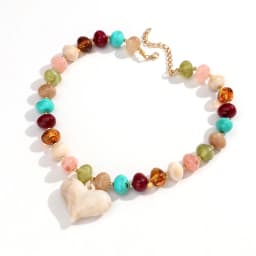 Fashion Acrylic Oval Round Beads Heat Pendant Necklace Boho Irregular Geometric Beaded Choker Necklaces New Party Jewelry Gifts