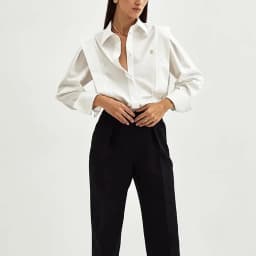CH A Ladies' Casual Cotton Top with Embroidery and Long Sleeves - Perfect for Daily Office Wear.