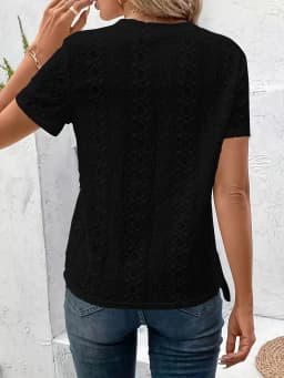 Women's Summer New Round-Neck Lace-Up Short Sleeve T-Shirt, Casual Versatile Solid Color Loose Fit Slimming Top