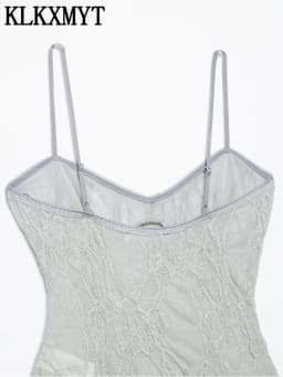 KLKXMYT Women Lace Patchwork Bodysuit Thin Strap Slim Fit Camisole Tops Summer Translucent Sexy Jumpsuit Party Clubwear