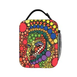 Yayoi Kusama Abstract Face Lunch Bag Japanese Artist Fun Lunch Box For Men Travel Cooler Bag Waterproof Thermal Tote Handbags