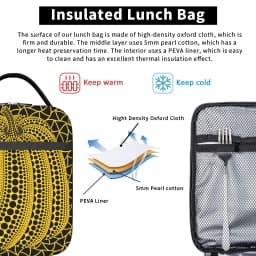 Yayoi Kusama Abstract Face Lunch Bag Japanese Artist Fun Lunch Box For Men Travel Cooler Bag Waterproof Thermal Tote Handbags