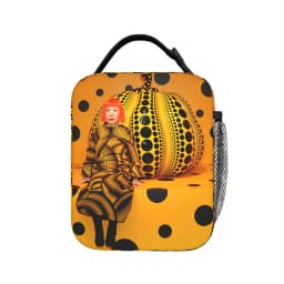Yayoi Kusama Abstract Face Lunch Bag Japanese Artist Fun Lunch Box For Men Travel Cooler Bag Waterproof Thermal Tote Handbags