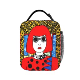 Yayoi Kusama Abstract Face Lunch Bag Japanese Artist Fun Lunch Box For Men Travel Cooler Bag Waterproof Thermal Tote Handbags
