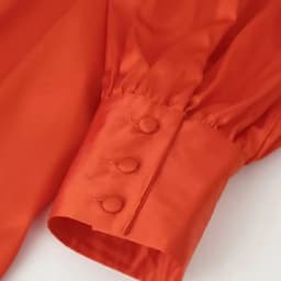 Women‘s Bow Tie High Neck Satin Blouse Orange Long Sleeve Pleated Loose Fit Elegant 2026 Office Workwear Top