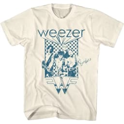 Summer Hot Selling Weezer Blue Checkered Box Natural Adult T-shirt, Men's Round Neck Short Sleeved Shirt