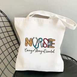 Nurse Themed Print Canvas Tote Bag, Reusable Daily Shoulder Bag, Perfect Gift for Nurses & Healthcare Workers Everyday Use