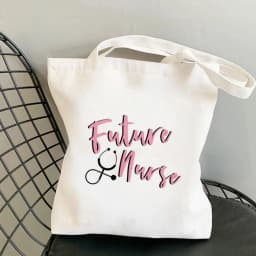 Nurse Themed Print Canvas Tote Bag, Reusable Daily Shoulder Bag, Perfect Gift for Nurses & Healthcare Workers Everyday Use