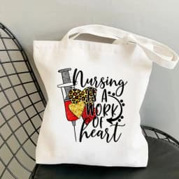 Nurse Themed Print Canvas Tote Bag, Reusable Daily Shoulder Bag, Perfect Gift for Nurses & Healthcare Workers Everyday Use