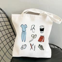 Nurse Themed Print Canvas Tote Bag, Reusable Daily Shoulder Bag, Perfect Gift for Nurses & Healthcare Workers Everyday Use