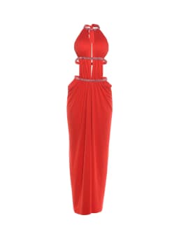 Kliou Sexy Hollow Maxi Dress Woman Lace-Up Halter Backless Bright Silk Sleeveless Midnight Prom Party Ruched Elegant Vestidos