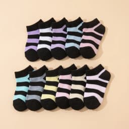 15Pairs Kids Ankle Socks Assorted Colors Striped Polka Dot Print Soft Cotton Breathable Low Cut Casual Socks for Girls & Boys