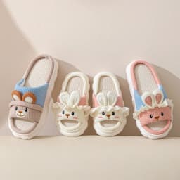 Linen Women Slippers Home Spring Summer Rabbit Designer Shoes Girls Cute Cartoon Indoor Slides Soft Cloud Sole Non-Slip Unisex