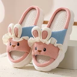 Linen Women Slippers Home Spring Summer Rabbit Designer Shoes Girls Cute Cartoon Indoor Slides Soft Cloud Sole Non-Slip Unisex
