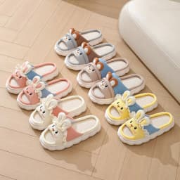 Linen Women Slippers Home Spring Summer Rabbit Designer Shoes Girls Cute Cartoon Indoor Slides Soft Cloud Sole Non-Slip Unisex