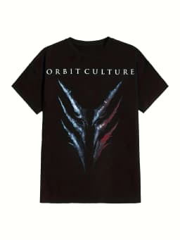 Men's Heavyweight 230gsm Orbit Cultural Pattern T-shirt _ Black, Blue and Red WingOrbit Print, Holiday and Casual Street T-shirt