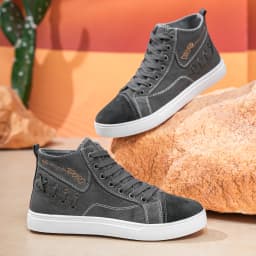 Men's high top lace up canvas shoes, breathable and soft soled, comfortable running shoes, outdoor sports shoes