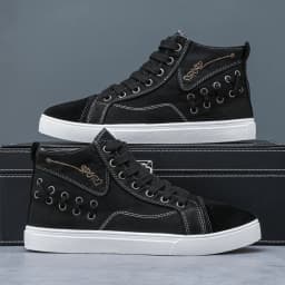 Men's high top lace up canvas shoes, breathable and soft soled, comfortable running shoes, outdoor sports shoes
