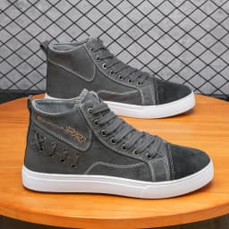 Men's high top lace up canvas shoes, breathable and soft soled, comfortable running shoes, outdoor sports shoes