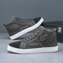 Men's high top lace up canvas shoes, breathable and soft soled, comfortable running shoes, outdoor sports shoes
