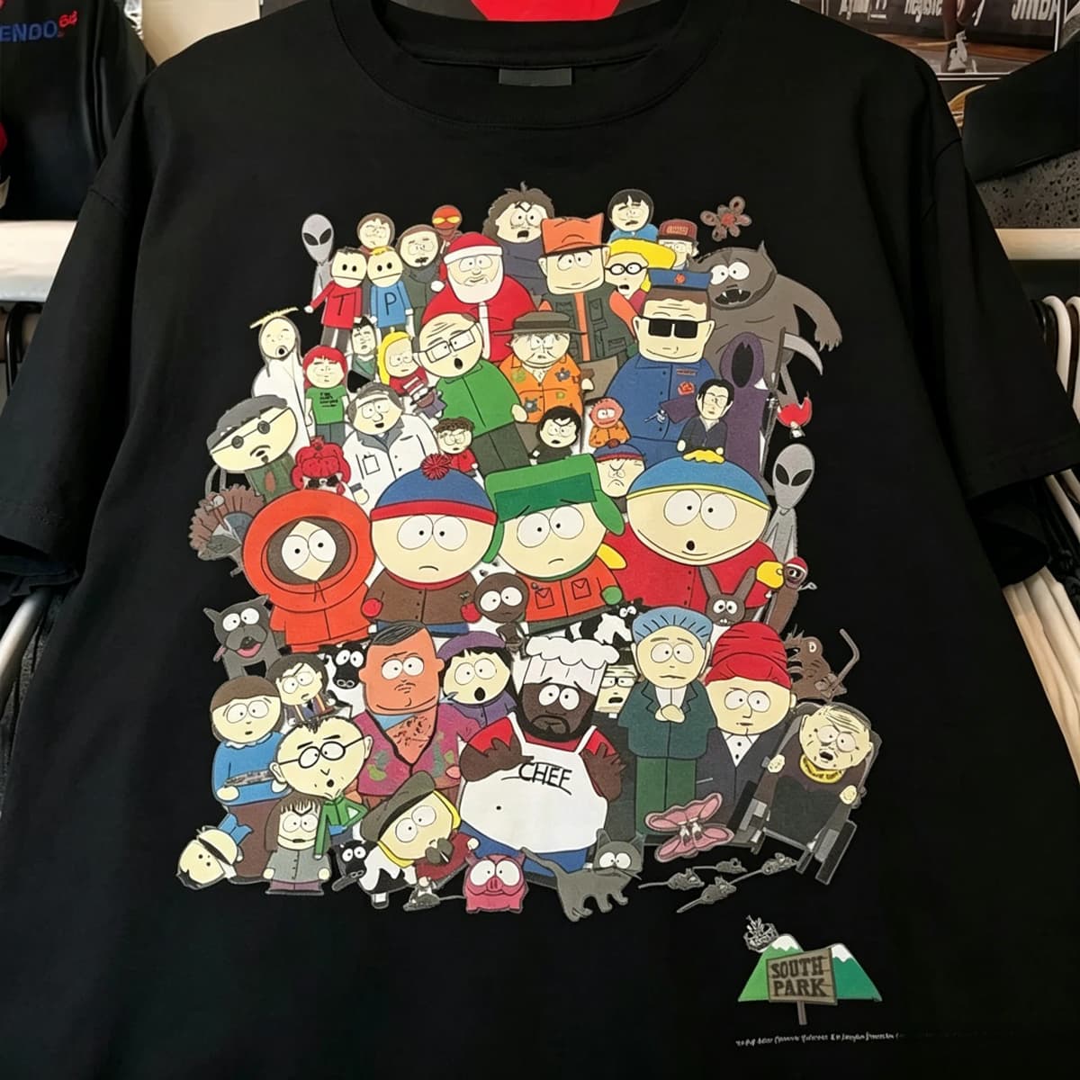Men's Retro South Park Cartoon Printed T-Shirt Short Sleeve American Brand Tide Cartoon Design Men's Fashion Retro Tee