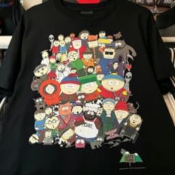 Men's Retro South Park Cartoon Printed T-Shirt Short Sleeve American Brand Tide Cartoon Design Men's Fashion Retro Tee