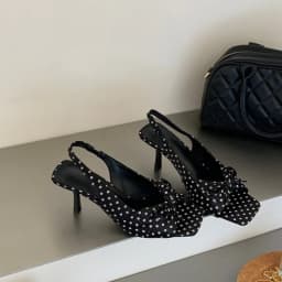 2026 Summer Women Floral Polka Dot Slingback Sandals Square Open Toe Elegant Ladies Office Daily Dating Dress Fashion Pumps