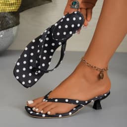 2026 New Summer Polka Dot Open Toe Women's Slippers Elegant Stiletto Sandals Gladiator Style Thong Sandals By Zapatos De Mujer