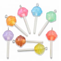 30Pcs 3 Styles Mix Color Star Round Heart Lollipop Charms Diy Findings 3D Keychain Bracelets Earrings Pendant For Jewelry Making