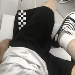 Checkerboard Casual Men Summer Thin American Retro Sports Straight Five-point Pants
