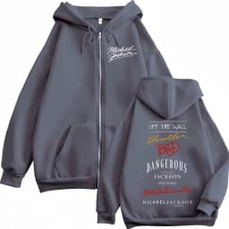 90's Rock Singer Michael Jackson Album Print Zipper Hoodie High Quality Fashion Zip Up Pullovers Men Women Oversized Sweatshirts