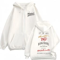 90's Rock Singer Michael Jackson Album Print Zipper Hoodie High Quality Fashion Zip Up Pullovers Men Women Oversized Sweatshirts