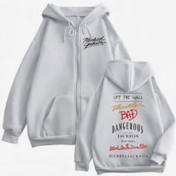90's Rock Singer Michael Jackson Album Print Zipper Hoodie High Quality Fashion Zip Up Pullovers Men Women Oversized Sweatshirts