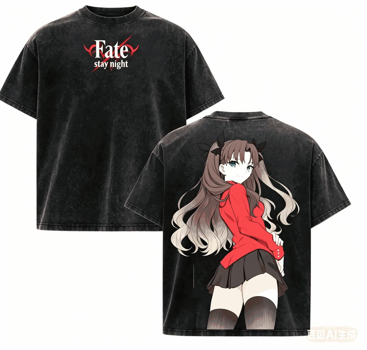 Fate stay night Washed T shirt 2026 New Model personality Clothes shirt Year round clothing Streetwear Trendy Vintage Breathable