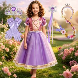 2026 Summer Girls Birthday Rapunzel Puffy Princess Dress Purple Sequin Lace Elegant Frock Kid Party Role Play Halloween Costume