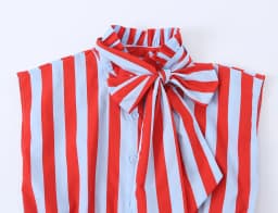 KONDALA Women Contrasting Bow Shirt Vest Summer Trendy Leisure Holiday Sleeveless Shirt New 2026 Female Elegant Chic Striped Top