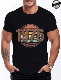 Retro 1976 Shirt Unisex Vintage 1976 Graphic T-Shirt for Women Men Casual O Neck Short Sleeve Tee 1976 Birthday Streetwear Tops
