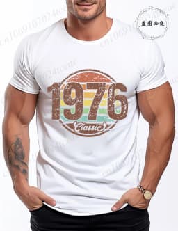 Retro 1976 Shirt Unisex Vintage 1976 Graphic T-Shirt for Women Men Casual O Neck Short Sleeve Tee 1976 Birthday Streetwear Tops