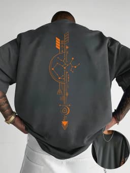 Constellation Arrow Geometric Graphic Tee Men Breathable 100% Cotton Perfect Summer Streetwear Trendy Mystical Astrology Style
