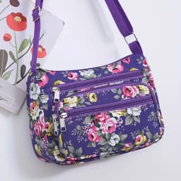 Stylish Floral Crossbody Bag, Multi Zip Casual Shoulder Purse with Adjustable Strap Wallets, for Everyday Outdoor Shoulder Bags