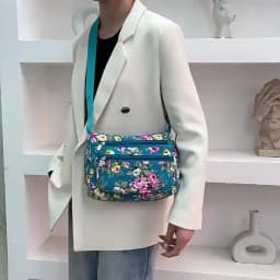 Stylish Floral Crossbody Bag, Multi Zip Casual Shoulder Purse with Adjustable Strap Wallets, for Everyday Outdoor Shoulder Bags